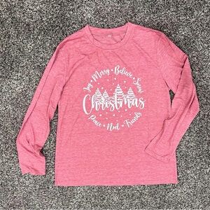 Pink Christmas Graphic Long Sleeve Shirt